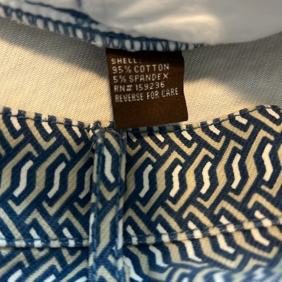 J. McLaughlin Baxter Jean Micro Aegean Link Print Zipper Ankles Navy Blue Size 2 - Picture 11 of 17